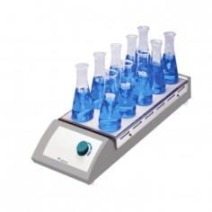 Multi-position Hot Plate Magnetic Stirrer LMMS-A20

Labtron Multi-position Magnetic Stirrer is an efficient, space-saving unit featuring 10 heating/stirring positions. Powered by a brushless DC motor, it has a stainless steel work plate with a silicone cushion for skid resistance and corrosion protection. With a stirring capacity of 0.4 L per position, it achieves speeds up to 1100 rpm and operates within a temperature range of 5 to 40°C. High magnetic adhesion ensures the stir bar stays in control, making it ideal for various laboratory applications.