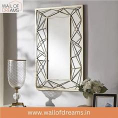 The Rectangular Mirror for Living Room from Wall of Dreams will completely change your room. Every mirror is a stunning work of art that combines classic design elements with urban appeal. Use the rich, warm glow of gold to create a design focal point that draws the eye and radiates majesty. Look into brilliance right now. For further details, please call 9988262262.