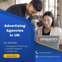 iConquerors is a popular advertising agency in the UK, known for its trusted digital marketing services. We provide services in Dubai, USA, and Australia. Our team boosts your search engine rankings, increases website traffic, and helps your business grow. Trust iConquerors to optimize your site, improve visibility, and attract more visitors and potential customers.