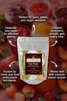 Cape Crystal's Amidated Low Methoxyl Pectin is a premium-quality gelling agent ideal for culinary and industrial applications. This modified pectin offers superior flexibility by requiring lower sugar levels and working effectively with calcium to form stable gels, making it perfect for reduced-sugar jams, jellies, and fruit preparations. Its amidation enhances functionality, providing greater control over gel strength and texture. Whether you're crafting gourmet desserts or innovative food products, this versatile ingredient ensures consistency and professional-grade results.