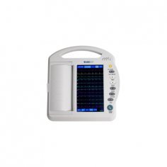 Medzer 12 Channel ECG Machine offers real-time heart monitoring with a 10-inch touchscreen and thermal printing. It stores 200 reports, supports USB and RS232 interfaces, and includes manual, auto, and arrhythmia analysis modes. Features defibrillation protection and lead-off detection.