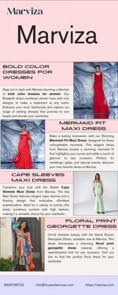 Make a lasting impression with our Stunning Mermaid Fit Maxi Dress, designed for those unforgettable moments. This elegant dress from Marviza boasts a stunning mermaid fit that highlights your curves and adds a touch of glamour to any occasion. Perfect for weddings, galas, and special events, discover your new favorite dress at Marviza.

Get more info
Email Id	info@houseofarmuse.com
Phone No	91 9929799722	
Website	https://marviza.com/products/gianna
