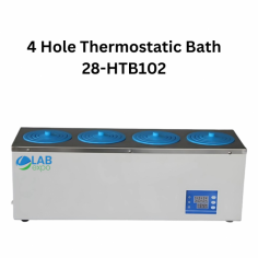 Lab Expo 4 Hole Thermostatic Bath 28-HTB102 is a 12.8 L bottom heating unit with a temperature range of 5 °C to 100 °C. It features touch controls, a three-digit display, and a durable cold-rolled steel shell. With automated power recovery, this thermostatic bath ensures precise thermal management for reliable results.