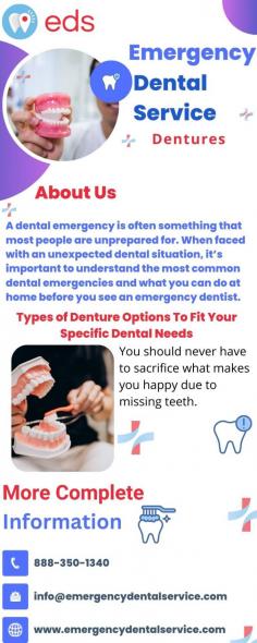 Losing teeth is difficult, and your dignity could be destroyed. Things like speaking and eating might also become rather sucking. Indeed, something as simple as smiling could appear to come across as strained or unhappy in human contact. For any questions, you can contact 1-888-351-1473 at any time of day or year. We will set up a time for you right away and let you know about the amazing Affordable Implants for Teeth in Mississippi are involved we have planned for you.

Website: https://www.emergencydentalservice.com/dentures/state/mississippi