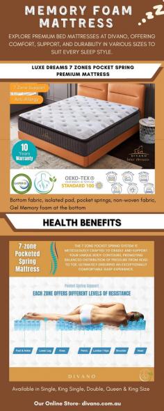 Experience unmatched comfort with Divano Furniture's Memory Foam Mattress. Designed for optimal support, it contours to your body, ensuring restful sleep every night. Upgrade your bedroom with this premium sleep solution today!  https://divano.com.au/collections/mattresses-futons