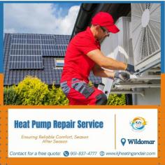 comfort, but reliable repair and maintenance are within reach. At KJ’s Heating & Air, our expert heat pump repair services in Wildomar specialize in diagnosing and fixing issues quickly, ensuring optimal performance and energy efficiency. Stay comfortable year-round with our trusted services. Contact us today to learn more at https://www.kjheatingandair.com/heat-pump-repair-and-installation