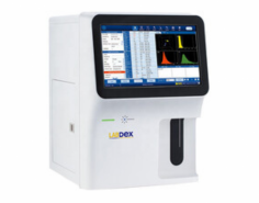 Labdex Hematology Analyzer performs 60 tests per hour with 5-part differentiation and 29 parameters, including WBC, RBC, and PLT. It uses laser scatter, flow cytometry, and impedance methods. Features a 14-inch touchscreen, LIS/HL7 support, and 100,000 result storage, perfect for diagnostics and research.