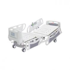 Medical Deals Five-Function Electric Hospital Bed with a durable steel frame and 250 kg load capacity. It offers a 12° Trendelenburg tilt, detachable head footboards, electric CPR function, central brake, and adjustable backrest, footrest, and height, ensuring reliable support and flexible patient positioning.