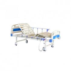 Medical Deals Two-Function Electric Hospital Bed features a durable, electrostatic powder-coated steel frame for longevity. Designed with an ABS detachable headboard and footboard, foldable alloy side rails, and smooth remote control operation, it glides on silent wheels with brakes.