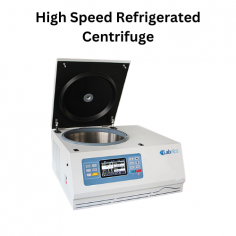 Labnics High Speed Refrigerated Centrifuge, controlled by a microcomputer, achieves a top speed of 18000 revolutions per minute and holds 4 containers of 100 milliliters each. It offers storage for 99 programs and includes automatic rotor recognition for efficient performance.
