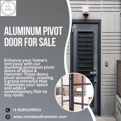 Enhance your home’s entryway with our stunning aluminum pivot doors at Metal & Hammer! These doors pivot smoothly, creating a grand entrance that maximizes your space and adds a contemporary flair to any room. Check out our selection of doors and make a purchase now!
