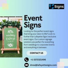 Looking for the perfect event signs that bring your vision to life? Look no further than Lafayette Signs’ exclusive event signs. Our custom signage solutions are perfect for everything from weddings to corporate events and everything in between. Call now, because your next celebration deserves nothing but the best!
