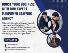 Alliance International is your trusted manpower staffing agency. We connect you with skilled professionals to boost your business. Our expert team streamlines your hiring process, ensuring you find the right talent. For more information visit www.allianceinternational.co.in/manpower-staffing-services.