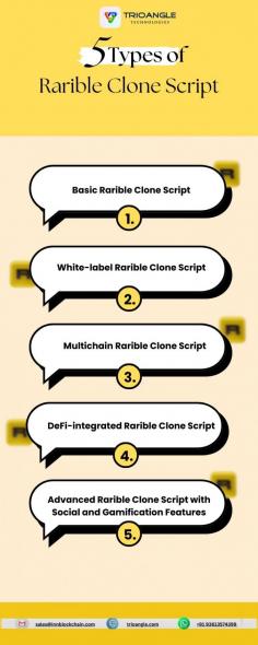 
Discover the five different kinds of Rarible clone scripts that are designed to satisfy various business requirements in the NFT ecosystem, ranging from straightforward NFT marketplace solutions to sophisticated multichain and DeFi-integrated platforms.

To know more 

Mail ID - sales@innblockchain.com
Whatsapp - +91 93613574399 
Know more - https://www.trioangle.com/rarible-clone/ 

