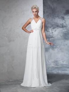 Robe de mariée ruché de traîne courte a-ligne de princesse v encolure