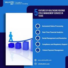 Healthcare Revenue Cycle Management (RCM) services are essential for optimizing financial performance in healthcare organizations, ensuring that providers can focus on patient care while maintaining a healthy bottom line. At VALiNTRY360 in Texas, we offer tailored RCM solutions that streamline every phase of the revenue cycle, from patient scheduling and billing to insurance claim management and payment processing. Our expertise in Salesforce solutions enhances the RCM process, leveraging advanced tools for accurate billing, improved claim submission, and real-time financial analytics.
Our team at VALiNTRY360 understands the unique challenges healthcare organizations face in Texas, including complex regulatory requirements and rising patient expectations. By automating and optimizing RCM workflows, we help reduce denials, shorten payment cycles, and increase collection rates, all while ensuring compliance with healthcare regulations. Our Salesforce-powered solutions provide insights that empower healthcare organizations to make data-driven decisions and improve overall financial health.
Whether you’re a small clinic or a large hospital network, VALiNTRY360's healthcare RCM services can adapt to meet your needs, giving you greater control over revenue management. Partnering with us means partnering for financial stability and sustainable growth in Texas’s dynamic healthcare landscape.
For more info visit us https://valintry360.com/healthcare-revenue-cycle-management-solutions-in-texas