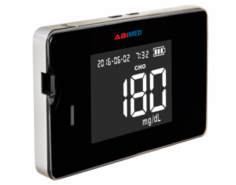 Abimed Multi Monitoring Meter measures glucose, cholesterol, uric acid, and hemoglobin in 8 to 15 seconds. It requires a minimal 0.5 µL sample and includes auto-strip recognition and optional Bluetooth connectivity, making it a convenient tool for multi-parameter health monitoring.