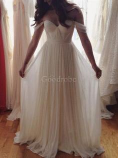 Robe de mariée naturel avec sans manches avec perle avec chiffon jusqu'au sol