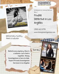 For expert private detective services in Los Angeles, trust Kinsey Investigations. Our team specializes in discreet and professional investigations to uncover the truth. Contact us today for reliable and efficient solutions to your investigative needs.