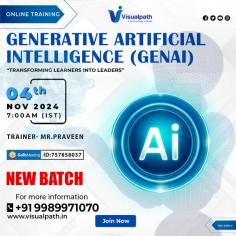 New Batch Alert- Generative AI Batch
Accelerate Your Vision with Generative AI!
Highlights the power of Generative AI to create novel, high-quality content from ideas.
Join Now: https://meet.goto.com/757858037
Attend Online #Newbacth on #GenerativeAI (GenAI) by Mr. Pramod.
Batch on 4th November, 2024 @ 7 AM IST
Contact us: +91 9989971070
WhatsApp: https://www.whatsapp.com/catalog/919989971070
Visit: https://www.visualpath.in/online-gen-ai-training.html


