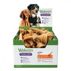 Whimzees Occupy Calmzees Antler Dental Treats for Large Dogs are designed to keep your dog entertained while promoting healthy teeth and gums. This bulk box is perfect for daily dental care, helping reduce plaque and tartar buildup with a natural antler shape that dogs love.