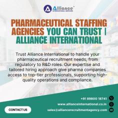 Trust Alliance International to handle your pharmaceutical recruitment needs, from regulatory to R&D roles. Our expertise and tailored hiring approach give pharma companies access to top-tier professionals, supporting high-quality operations and compliance. For more information visit www.allianceinternational.co.in/pharmaceutical-recruitment-agencies.