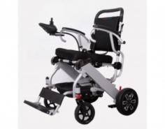 Abimed electric wheelchair features an upholstery comfortable seat with a length of 400 mm and a thickness of 60 mm when folded. It includes durable rubber solid rear wheels and a detachable joystick for easy control and customization. These features ensure comfort, convenience, and reliable performance for users.