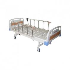 Medical Deals Two-Function Electric Hospital Bed with a durable steel frame and protective coating. Features a four-section steel bed board, detachable ABS head/footboards, foldable aluminum side rails, and silent brake-equipped wheels. Load capacity: 250 kg. Net/Gross weight: 55/66 kg.