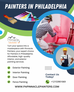 Turn your space into a masterpiece with Pinnacle Painters, your expert choice for Painters in Philadelphia. Affordable, high-quality interior, and exterior painting services.