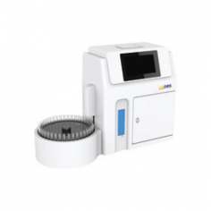 Labdex Electrolyte Analyzer with a 60-200 µl capacity provides precise, rapid analysis with a measuring speed of ≤25 seconds for ions like K+, Na+, and Cl- using ISE technology. It features 30 sample positions, an LCD touch screen, a thermal printer, RS232 connectivity, and data protection.