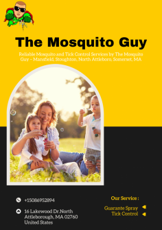 Our treatments are perfect for routine yard maintenance or special events, such as weddings, where a pest-free environment is essential. With a focus on eco-friendly and effective solutions, we provide organic options and guaranteed spray services in nearby areas like Seekonk, Swansea, and Southboro, MA. As a trusted mosquito and tick control company, we’re dedicated to delivering safe, efficient pest management throughout MA and RI.
For professional, dependable, and organic mosquito and tick control services near you, reach out to The Mosquito Guy. Protect your outdoor spaces and enjoy peace of mind with our expert team!
