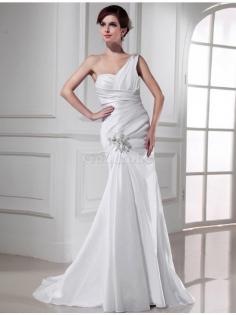 Robe de mariée longue en satin de sirène avec lacets appliques