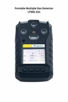 Labtron Portable Multi-Gas Detector features five sensors and uses either diffusion or pump methods for gas detection. It operates in temperatures from -20℃ to 50℃, with a water-resistant, shockproof casing and options for built-in or external pumps.