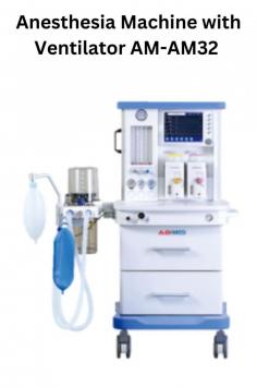 Labtron Anesthesia Machine has IPPV, V-A/C, and P-SIMV modes, a tidal volume of 0–1500 mL, a flow rate of 0.1–10 L/min O₂/N₂O/AIR, a pressure range of 10–100 cmH₂O, a rapid O₂ supply range of 25–75 L/min, an APL valve, a vaporizer, auto decompression, and casters that lock into place.