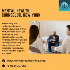 Meet caring and professional mental health counselors in New York, ready to assist you in achieving your objectives for mental wellness. Whether you are dealing with anxiety and depression or from trauma to relationship issues, find the support you need. Find out more at Mental Health Affairs.
