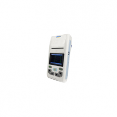 Medzer Single Channel ECG Machine features a touch screen with a large color display, a lightweight and portable design, multi-language support, a built-in rechargeable battery, auto-record setup, high-resolution 75 Hz thermal printing, and PC software for data transfer.
