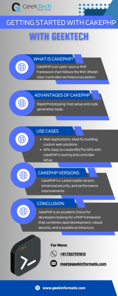 At Geek Tech, we leverage the power of CakePHP to deliver efficient, secure, and scalable web applications. CakePHP is an open-source PHP framework that follows the Model-View-Controller (MVC) architectural pattern, allowing us to build dynamic websites and web applications with ease.