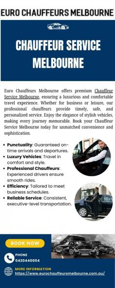 Euro Chauffeurs Melbourne offers premium Chauffeur Service Melbourne, ensuring a luxurious and comfortable travel experience. 

Website: https://www.eurochauffeursmelbourne.com.au/

