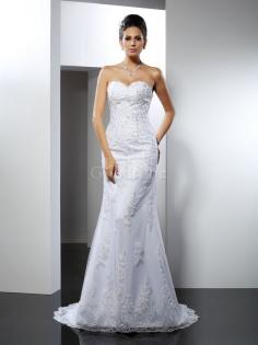 Robe de mariée avec lacets avec sans manches en satin de col en cœur de traîne moyenne