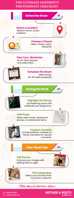 Get ready to capture stunning maternity moments with our ultimate photoshoot checklist! From outfits to props, ensure you’re prepared for a flawless session. For more tips and ideas, visit our site today
Mother & Roots

75, Lokmanya Society, Beltarodi Rd, near Om Hardware, Besa, Nagpur, Maharashtra 440037
8956485065