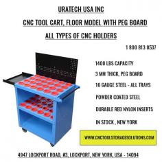 Uratech USA Inc. Floor Model CNC Tool Cart: The Ultimate Tool Storage Solution
Uratech USA Inc. is a leading manufacturer and designer of CNC tool storage solutions tailored for the machining industry. Our robust Floor Model CNC Tool Cart is designed to accommodate various CNC tool holders, including CAT, BT, HSK, VDI, KM, and CAPTO holders. Crafted with precision and built to last, our Floor Model CNC Tool Cart combines high-quality materials with thoughtful engineering, making it an indispensable tool in any industrial workspace.
Key Features of the Floor Model CNC Tool Cart
1. Pegboard for Efficient Organization
The Floor Model CNC Tool Cart is equipped with a built-in pegboard that transforms your workspace by organizing essential tools in one convenient place. Pegboards provide a versatile and customizable storage solution, with holes to accommodate hooks, clips, and bins for accessories. Here’s why the pegboard is essential for any machining operation:
•	Quick Access to Tools: The pegboard allows for easy organization of small tools, accessories, and components. Machinists can arrange tools based on frequency of use, reducing downtime and improving workflow.
•	Enhanced Efficiency: By having every tool within arm’s reach, machinists can streamline their operations, reducing the time spent searching for specific tools.
•	Reduced Risk of Tool Loss or Damage: The pegboard helps organize tools neatly, minimizing clutter and keeping valuable tools protected and easily accessible.
2. Cold-Rolled Powder-Coated Steel for Durability
Built to withstand heavy-duty industrial use, our CNC Tool Cart is crafted from cold-rolled steel, known for its strength and durability. This material is then powder-coated to provide extra protection against corrosion, scratches, and wear. The powder coating also enhances the tool cart’s appearance, giving it a sleek, professional finish that withstands daily use in demanding environments.
Cold-rolled steel, combined with a powder coat, ensures a durable and long-lasting product that won’t falter under the pressures of heavy industrial use, making it a smart investment for shops aiming for longevity and reliability.
3. Red Nylon Inserts for Tool Protection
Our CNC Tool Cart features durable red nylon inserts specifically designed to protect your tool holders. Nylon, a resilient and flexible material, is resistant to wear and impact, offering a cushioning effect that prevents tools from rubbing against metal parts in the cart. Here’s how the inserts contribute to tool longevity:
•	Scratch Prevention: Nylon prevents friction between tool holders and the cart’s metal, protecting both the tools and the cart from scratches.
•	Cushioning Effect: These inserts help absorb vibrations and minor shocks, especially when the cart is in motion, ensuring tools remain secure.
•	Enhanced Tool Life: By reducing contact and wear on CNC holders, the inserts help extend tool life and maintain peak performance over time.
4. Exceptional Storage and Weight Capacity
With an impressive capacity to store up to 70 tool holders, the Floor Model CNC Tool Cart is built for shops that demand both volume and durability. Its heavy-duty construction allows it to carry loads up to 4000 pounds, making it suitable for a wide range of applications. This capacity ensures that operators have everything they need on hand, without requiring multiple trips across the shop floor.
5. Smooth Rolling Casters Designed for Industrial Floors
Mobility is a critical aspect of any tool cart, and our Floor Model CNC Tool Cart excels in this area. Equipped with smooth-rolling industrial casters, it glides effortlessly across a variety of surfaces. Whether on smooth concrete or rougher industrial floors, these casters provide reliable, consistent movement, allowing machinists to transport tools across the workspace with ease. Each caster is built to withstand the rigors of industrial use, ensuring durability and smooth movement, even when carrying heavy loads.
Why Choose the Floor Model CNC Tool Cart?
•	Comprehensive Tool Storage Solution: With a pegboard, nylon inserts, and robust storage, it offers unmatched organization and protection.
•	Enhanced Workflow: Keep tools in one place, reducing time lost to searching and improving operational efficiency.
•	Durability and Longevity: Constructed from high-grade materials, this tool cart withstands the demands of everyday industrial use.
•	Worldwide Shipping: Uratech USA Inc. now ships globally, with a one-day shipping option available for customers in the USA, Canada, and Mexico.
Contact Us
For more information about the Floor Model CNC Tool Cart or to place an order, call us at 1-800-813-0537 or email info@cnctoolstoragesolutions.com. Invest in a reliable and efficient storage solution that keeps your tools organized and accessible—designed to support and enhance your machining operations.
 https://cnctoolstoragesolutions.com/collections/floor-model
