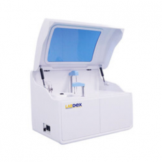 Labdex Biotech Automatic Biochemistry Analyzer offers 200 tests per hour, ideal for low- to mid-volume labs with 37 sample and 28 reagent  positions. It features anti-collision detection, a Teflon-coated mixer probe, a refrigerated tray, and a user-friendly touch-screen interface.