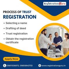 Make the process of online trust registration in India easier with the help of Registration Guru's professional services. We assist you through each process effortlessly, whether creating a charitable, religious, or private trust. Our all-encompassing online platform guarantees easy documentation, adherence to legal requirements, and prompt registration. Utilizing a customer-focused strategy and extensive experience, we address all of your needs, ensuring swift and effective trust registration. Select Registration Guru for a smooth experience and build confidence in your trust.