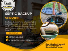 Cullison Excavating offers comprehensive septic backup services in Southern Maryland. Their team provides 24/7 emergency support, expert diagnostics, and effective solutions to restore your system quickly. With years of experience, they handle blockages, clogs, and system failures, ensuring your property is safe and sanitary. Get a free estimate today.