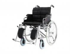 Abimed bariatric wheelchair supports a maximum load capacity of 120kg, ensuring robust user support. It features a seat depth of 45 cm, a backrest height of 40 cm folding width of 30 cm, and a seat width of 54.5 cm.