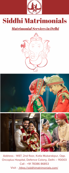 Siddhi Matrimonials, the trusted Matrimonial Services in Delhi offering personalized matchmaking to help you find your perfect life partner. To know more, please visit website - https://siddhimatrimonials.com/

