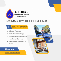 Looking for trustworthy handyman services in Sunshine Coast? Visit AllJob for a wide range of professional repair and maintenance solutions. Our experienced handymen handle everything from minor fixes to major renovations with precision and care. Whether it's plumbing, electrical work, carpentry, or general home maintenance, we've got you covered. Affordable rates and top-notch service guaranteed. Contact us today at https://alljob.com.au/.