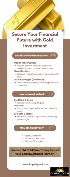 Investing in gold is a proven strategy for wealth preservation and portfolio diversification. At IRA Gold Proof, we offer expert guidance on how to safely invest in gold through IRAs, physical gold, and other options.

https://www.iragoldproof.com/gold-investing/