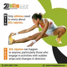 Did you know ACL injuries aren’t just for athletes?
Sudden stops or quick direction changes can lead to knee injuries for anyone. Physiotherapy can help you recover and prevent further damage.
Visit In Step Physical Therapy at 10667 113 St NW, Edmonton, AB T5H 3H6 or call us at Contact Us : (587) 409-1754, info@instepphysio.ca Visit Our Website :https://bit.ly/44xcww5 to book your session today.
Stay active, stay safe!

#edmonton #sportsphysiotherapy #instep #physiotherapy #physicaltherapy #canada #athlete #sportsinjuries