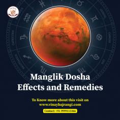 Are you facing delays or issues in your married life? Manglik Dosha might be the reason. Dr. Vinay Bajrangi, an expert in astrology, can help you understand its effects and offer effective remedies. Don’t let these challenges hold you back from happiness in your relationships. Take the first step towards a peaceful married life. Book an online appointment now and get personalized guidance to address your concerns. Your happy future is just a click away!

https://www.vinaybajrangi.com/marriage-astrology/manglik-mangal-dosha 
